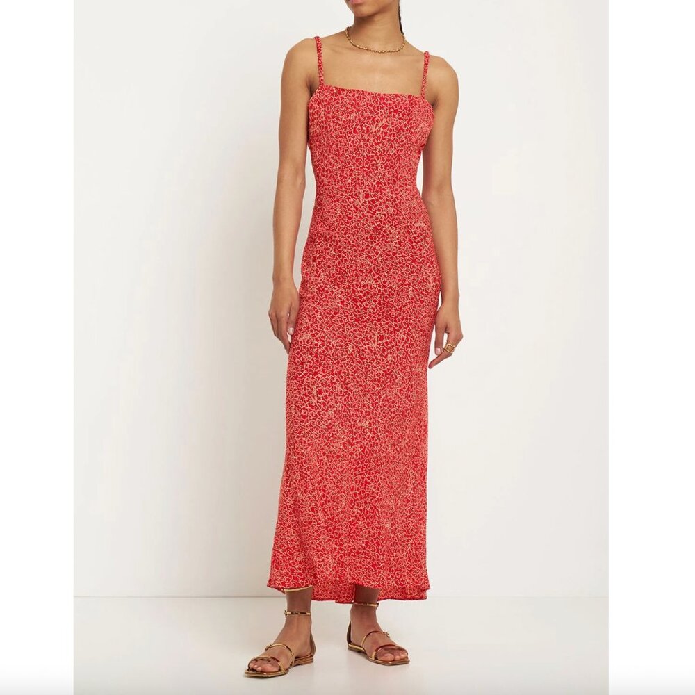 NWT Rotate Jacquard red viscose midi slip dress Size 42 (US 10)